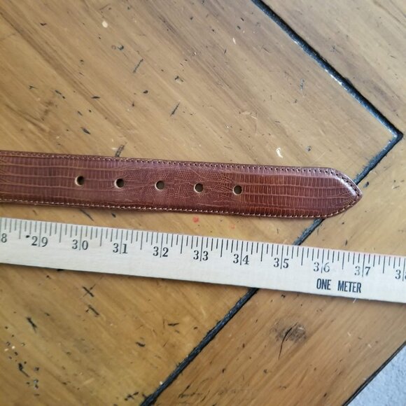 Jennifer Graham Brown Leather Reptile Lizard Print Faux Tortoise Buckle, Size L - Picture 10 of 11